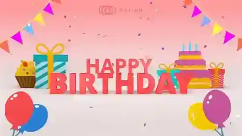 3D动画生日快乐庆祝标题片头动画，片头动画英尺。生日和庆祝达芬奇模板
