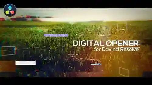 带有现代技术覆盖的动态信号干扰数字片头，片头英尺。信号干扰和片头达芬奇模板