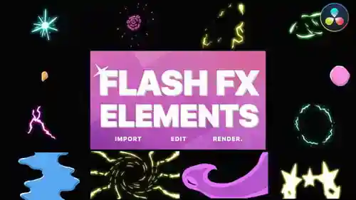 Flash FX Elements Pack | DaVinci Resolve，Elements ft. flash fx和动画元素与DaVinci Resolve达芬奇模板兼容