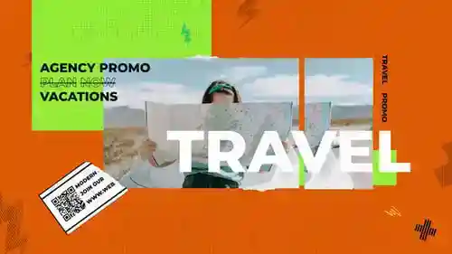 旅行促销，片头英尺。旅行和度假与达芬奇解决达芬奇模板兼容