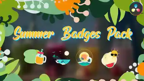 达芬奇解决的夏季徽章包，元素英尺。夏季和徽章与达芬奇解决达芬奇模板兼容