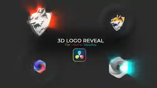 动态3D发光标志揭示介绍，标志刺英尺。3D徽标和动画徽标达芬奇模板
