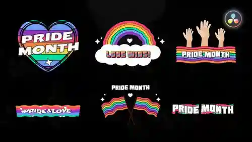 骄傲LGBTQ标题包，标题英尺。骄傲和彩虹与达芬奇解决达芬奇模板兼容。