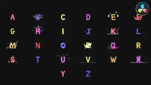 生活字母 | 达芬奇解决，元素英尺。动画字母和飞溅动画与达芬奇解决达芬奇模板兼容