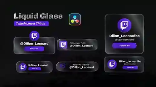 ft.Twitch & 字幕条与达芬奇解决达芬奇模板兼容twitch液体玻璃字幕条，元素，字幕条