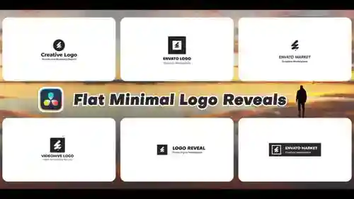 Flat Minimal徽标显示 | DaVinci Resolve，徽标刺伤英尺。标志显示和迷你动画与DaVinci Resolve达芬奇模板兼容