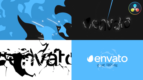 快速徽标显示 | DaVinci Resolve，徽标刺伤英尺徽标展示和闪电与DaVinci Resolve达芬奇模板兼容