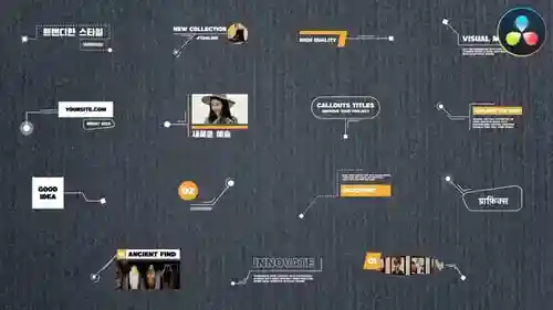 现代极简风格信息标注达芬奇模板，适用于企业演示与产品解说