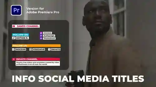 现代社交媒体信息标题达芬奇模板，动态字幕条展示频道名称与行动号召